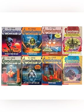 Goosebumps R.L Stine Vintage Paperback Books Bundle of 8 with Stickers